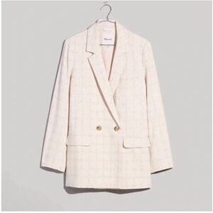Women's Madewell Caldwell Windowpane Cream Blazer